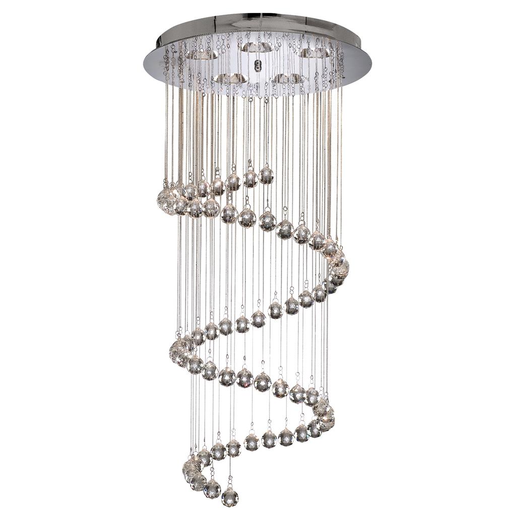 Hallway Ø40 Chroom hanglamp Van Searchlight - De sprankelende prisma's weerkaatsen het licht prachtig en zorgen voor een levendig en luxueus lichtspel in de ruimte, perfect voor wie een echte blikvanger wil creëren.