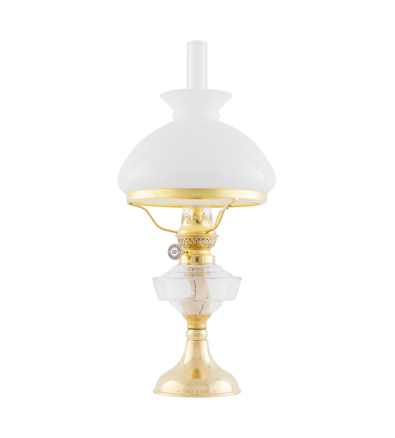 Trossö 190 Messing Van Karlskrona lampfabrik - Een petroleumlamp met een oliebehuizing van helder glas, met zijn eenvoudige, fraai gebogen voet, is een echte klassieker die al sinds de jaren 1890 in ons assortiment zit.