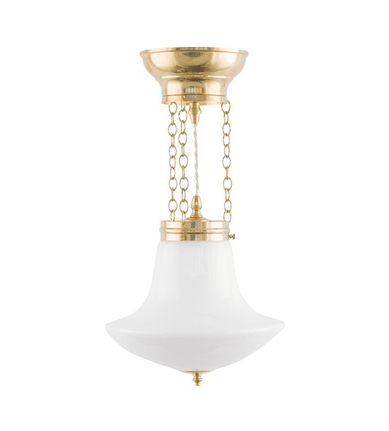 Heidenstam Pendant 100 Messing Van Karlskrona lampfabrik - Met een kogelgewricht vanaf de zijkant boort u een gat in de rand van de dakpan.