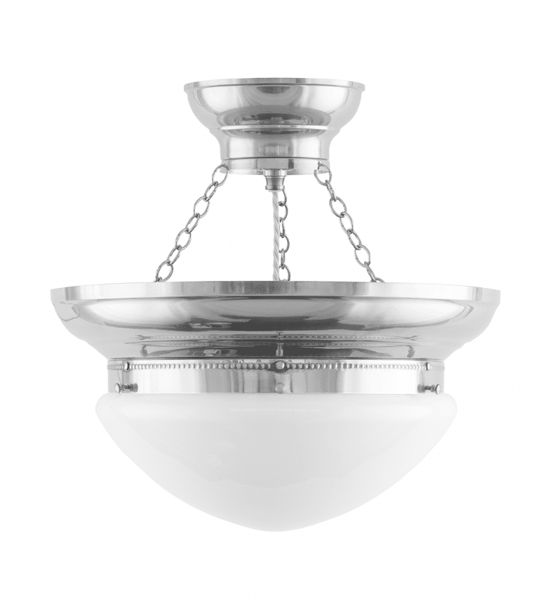 Fröding Pendant 300 Nikkel Van Karlskrona lampfabrik - Met een kogelgewricht vanaf de zijkant boort u een gat in de rand van de dakpan.