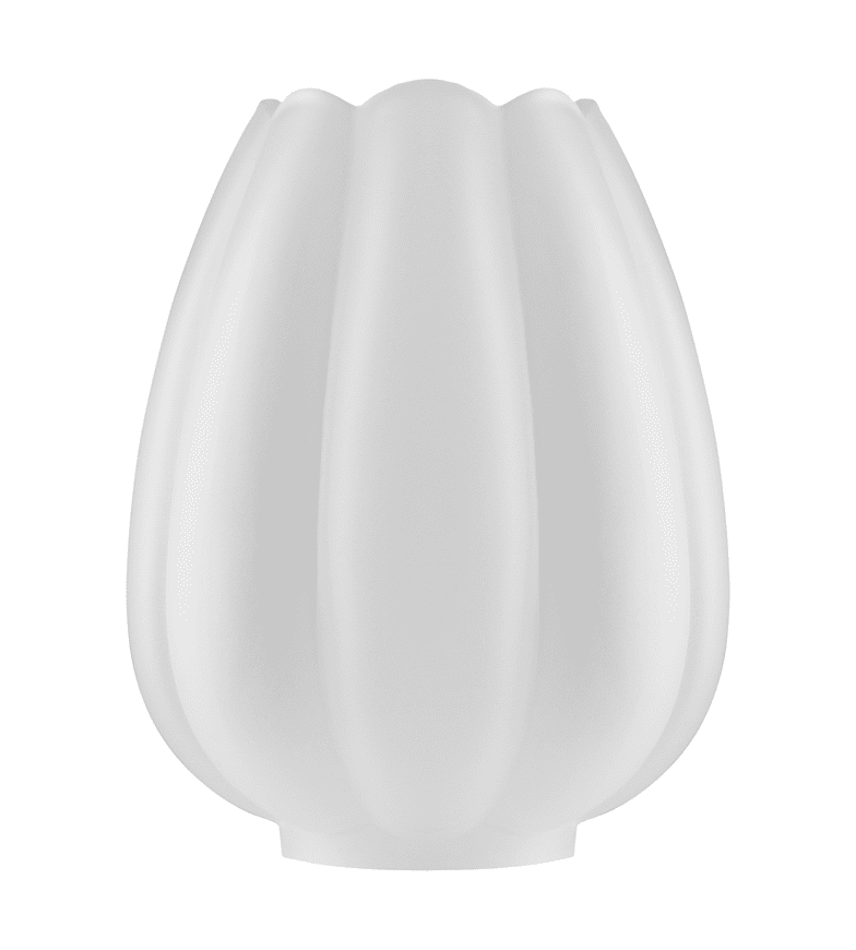 Tulip Glass Shade 85 Mat wit Van Karlskrona lampfabrik - Mallen met een gepatroneerd oppervlak zijn aanzienlijk duurder om te ontwerpen en te produceren dan standaard rotatiesymmetrische lampenkappen.