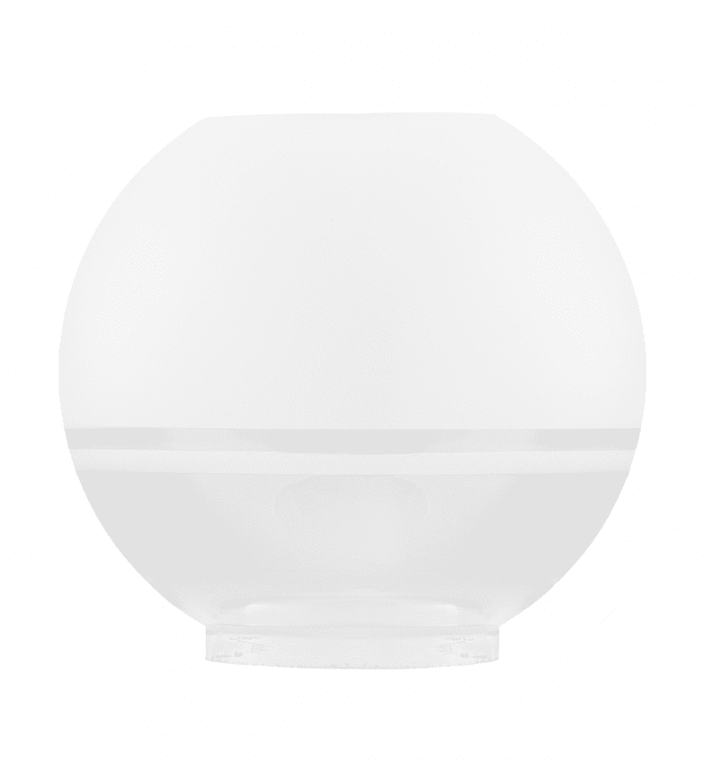 Globe Glass Shade 85 Mat wit Van Karlskrona lampfabrik - Klassieke ronde lampenkap van kerosine met een matte bovenkant om schittering te voorkomen en een heldere glazen onderkant om het licht naar beneden te richten.