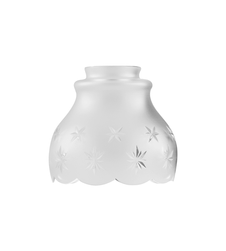 Frosted Bell-Shaped Glass Shade 60/130 Gematteerd Van Karlskrona lampfabrik - Een klassieke geslepen kristallen koepel in mat helder glas die samen met een koolstoffilament lichtbron een zeer elegante en aangename gloed geeft.