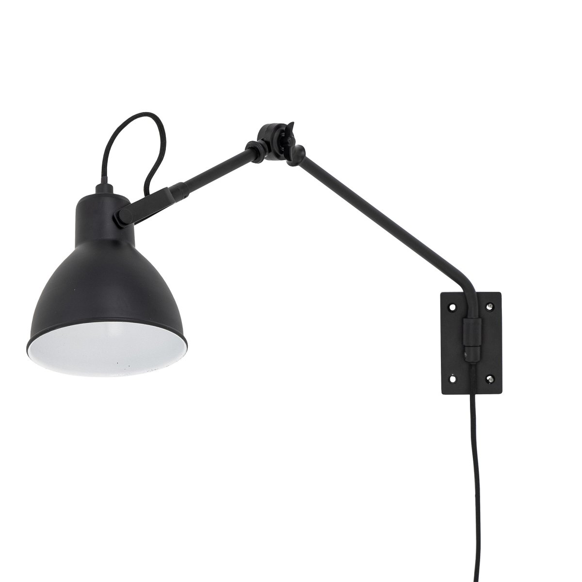 Jili 53cm Zwart leeslamp Van Bloomingville - De Jili wandlamp is een traditionele zwarte metalen lamp met een flexibele arm, waardoor je het licht gemakkelijk kunt richten waar je het nodig hebt.