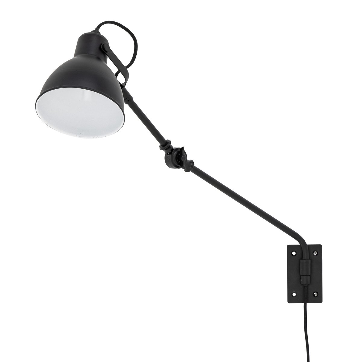 Jili 53cm Zwart leeslamp Van Bloomingville - De Jili wandlamp is een traditionele zwarte metalen lamp met een flexibele arm, waardoor je het licht gemakkelijk kunt richten waar je het nodig hebt.