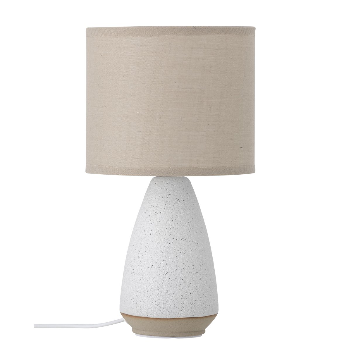 Paprica 28cm Wit tafellamp Van Bloomingville - De stijlvolle voet van steengoed wordt gecombineerd met een linnen kap in een natuurlijke tint voor een warme en harmonieuze uitstraling.
