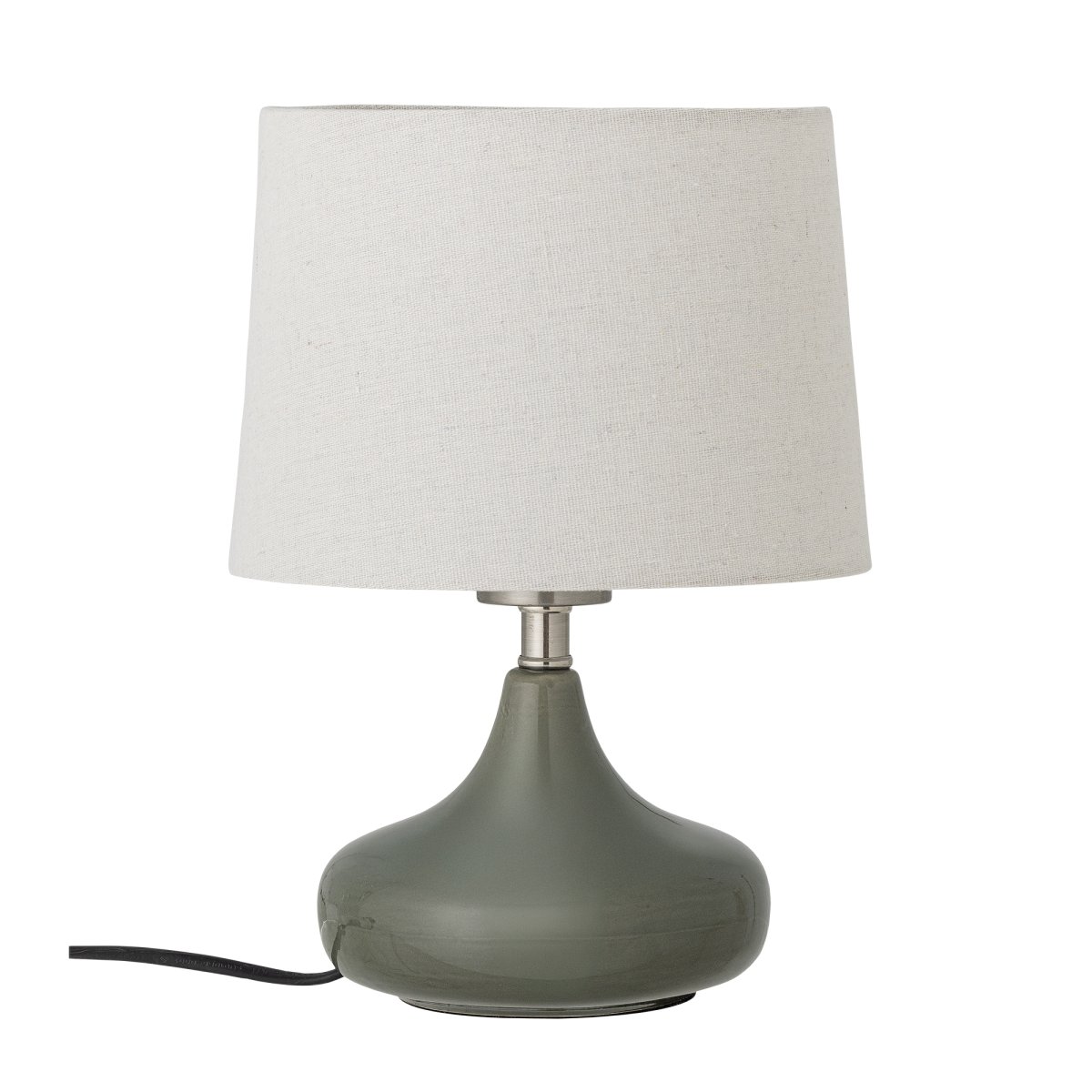 Loa 28cm Groente tafellamp Van Bloomingville - De lamp combineert een stijlvolle voet van steengoed met een lampenkap van natuurlijk linnen, wat zorgt voor een harmonieuze en tijdloze uitstraling.
