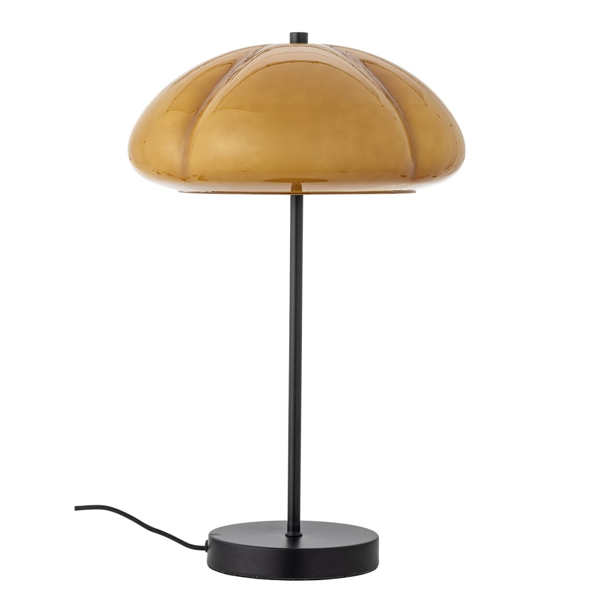 Kinoko 47cm Donkergeel tafellamp Van Bloomingville - De zachte vorm en decoratieve uitstraling geven de lamp een sterk karakter en voegen tegelijkertijd een elegante en sfeervolle sfeer toe aan de kamer.