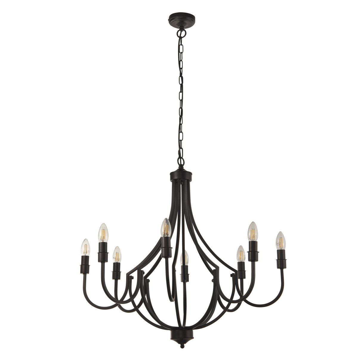 Lodge Ø75 Zwart hanglamp Van Searchlight - Lodge is een stijlvolle hanglamp met een elegant silhouet en een open design, waarbij de lichtbronnen die u kiest de hoofdrol spelen.