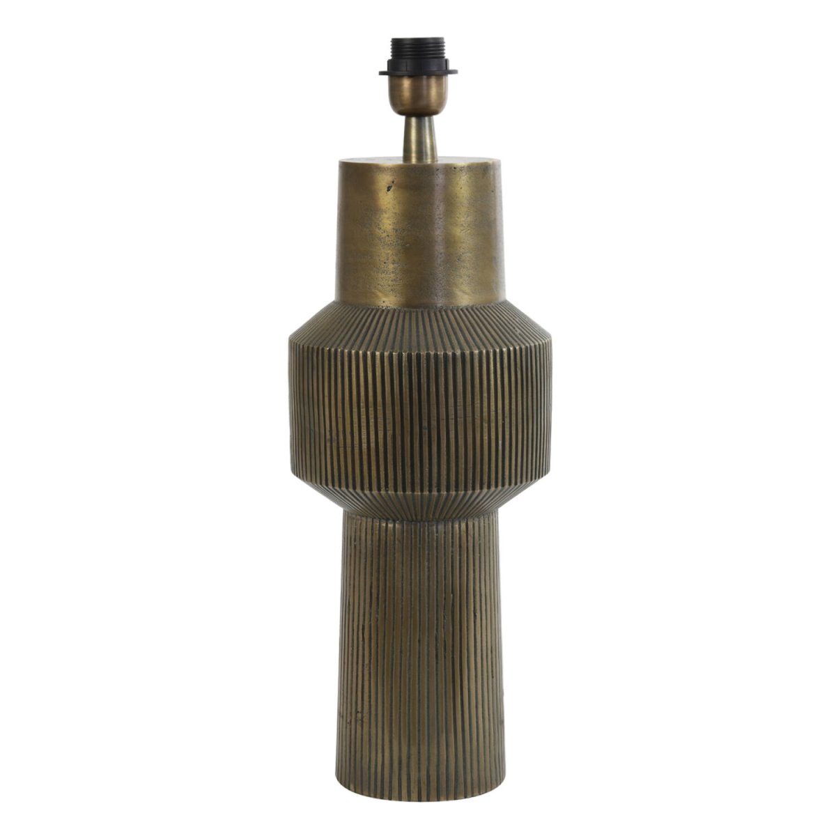Briska 50cm Bronzen lampenvoet Van Light & Living - Deze lampvoet is gemaakt van metaal met een verfijnde antieke bronzen afwerking en heeft een unieke geometrische vorm en stijlvolle gegroefde details.
