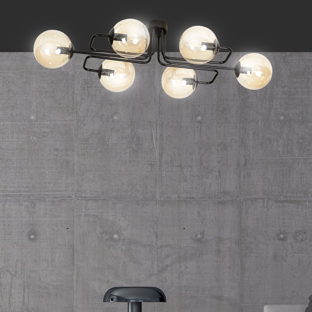 Brendi 93cm Amber plafondlamp Van Emibig Lighting - De Brendi-serie zorgt voor effectieve verlichting, zelfs in grotere ruimtes, en past naadloos in diverse woonomgevingen.