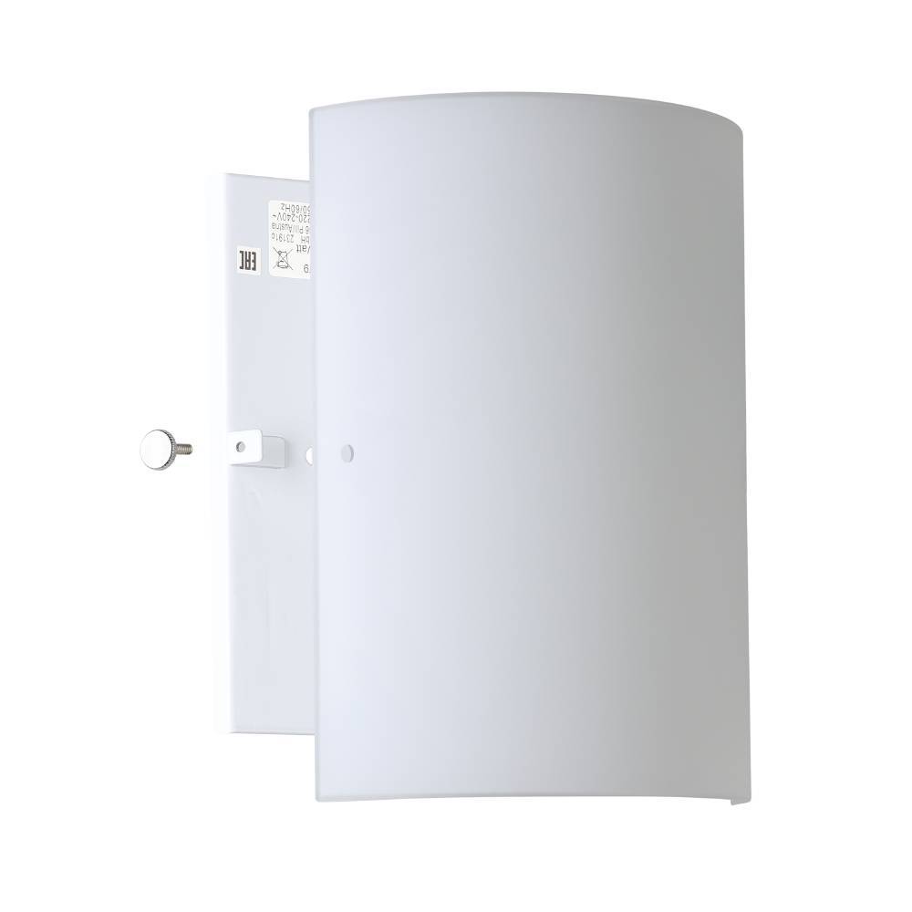 Troy 18cm Wit wandlamp Van Eglo - Met zijn witte kap verspreidt hij een zacht en aangenaam licht, ideaal om een rustige en uitnodigende sfeer te cre&euml;ren in de hal, woonkamer of slaapkamer.