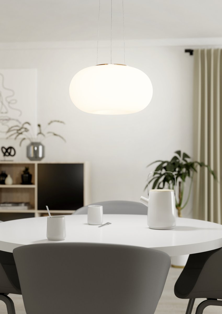 Optica Ø45 Wit hanglamp Van Eglo - De Optica hanglamp is een moderne en stijlvolle plafondlamp die zorgt voor een zacht en aangenaam licht in de kamer.