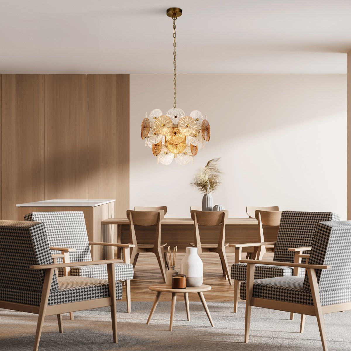 Wagon Wheel Ø45 Bronzen hanglamp Van Searchlight - Met zijn elegante design past de lamp perfect in een modern interieur en dankzij de verstelbare hoogte kunt u de lamp eenvoudig aanpassen aan beide ruimtes en behoeften.