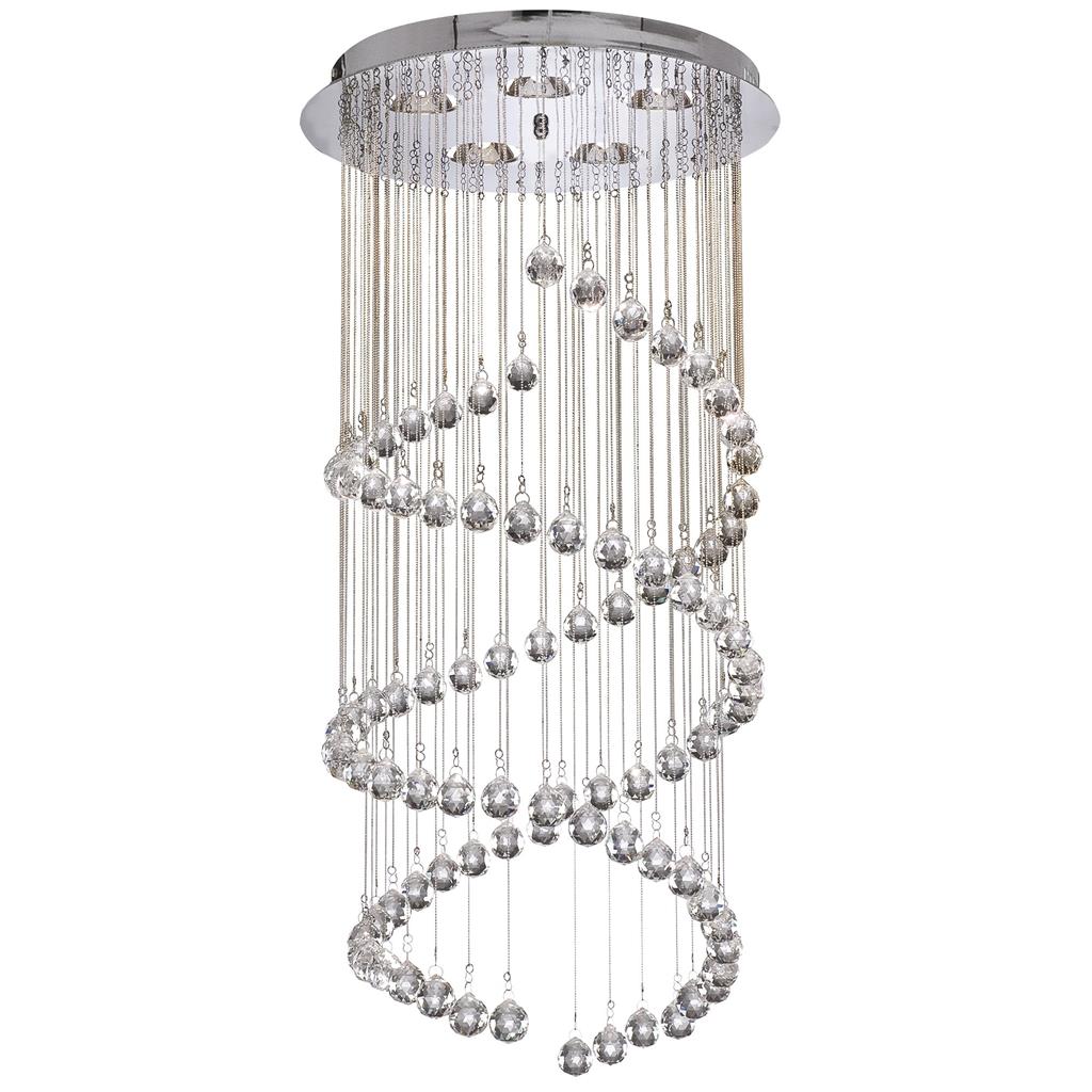 Hallway Ø40 Chroom hanglamp Van Searchlight - De sprankelende prisma's weerkaatsen het licht prachtig en zorgen voor een levendig en luxueus lichtspel in de ruimte, perfect voor wie een echte blikvanger wil creëren.
