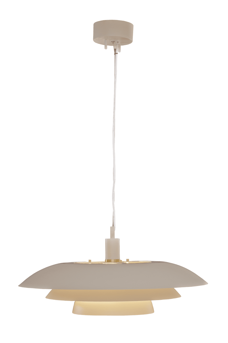 Epsilon Ø56 Beige hanglamp Van Aneta Lighting - De Epsilon wordt geleverd met twee sets decoratieve ringen en knoppen; u kunt kiezen tussen chroom en mat messing, afhankelijk van wat het beste bij uw interieur past.