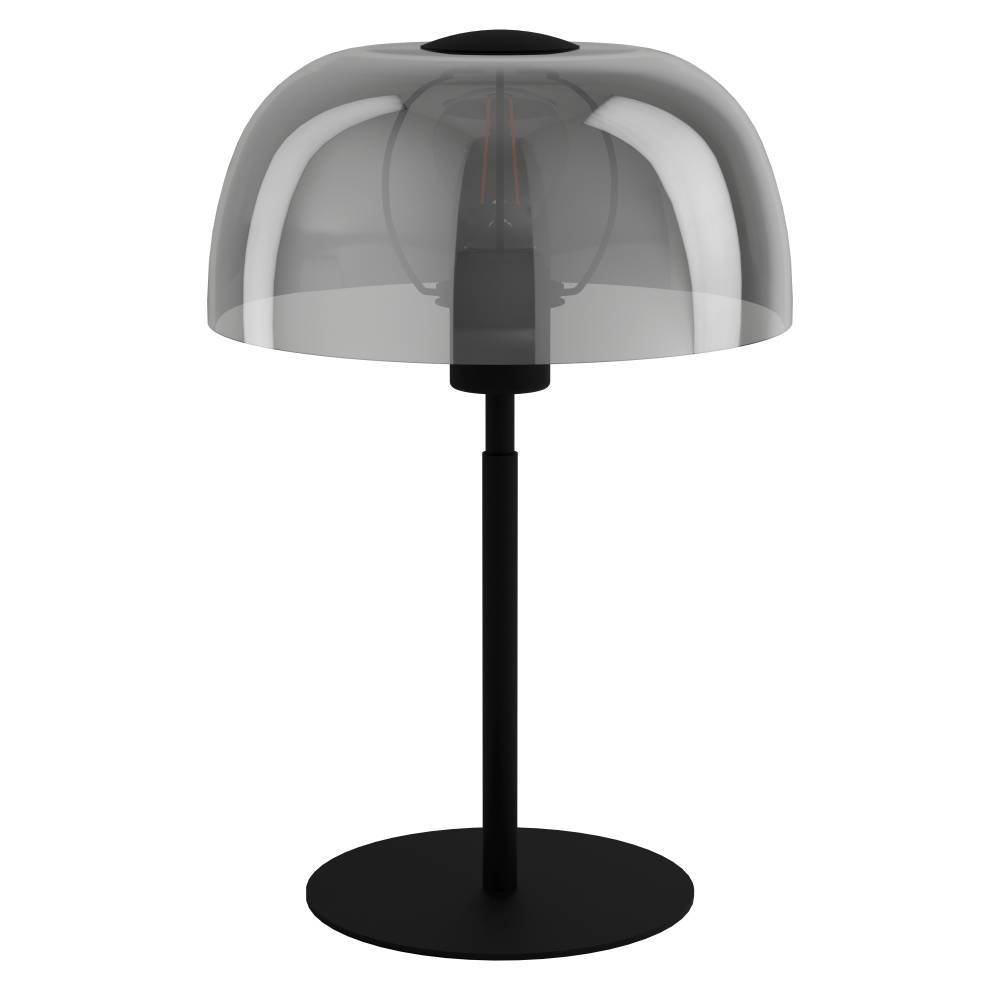 Solo 40cm Zwart tafellamp Van Eglo - De transparante kap zorgt ervoor dat de lichtbron zichtbaar is en cre&euml;ert een sfeervolle verlichting die perfect past in zowel woonkamers als slaapkamers.
