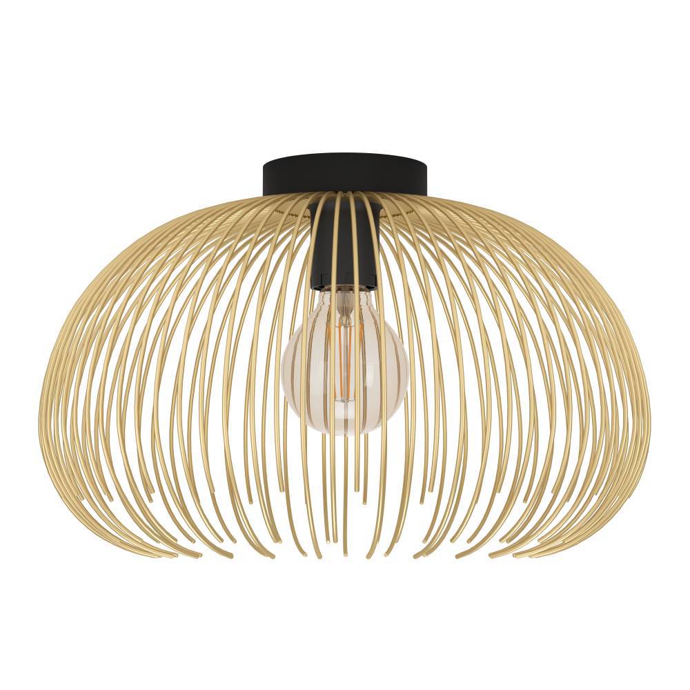 Venezuela Ø38 Goud plafondlamp Van Eglo - Door het open ontwerp van de lamp wordt de lichtbron onderdeel van de esthetiek, waardoor er een warme en uitnodigende verlichting ontstaat.