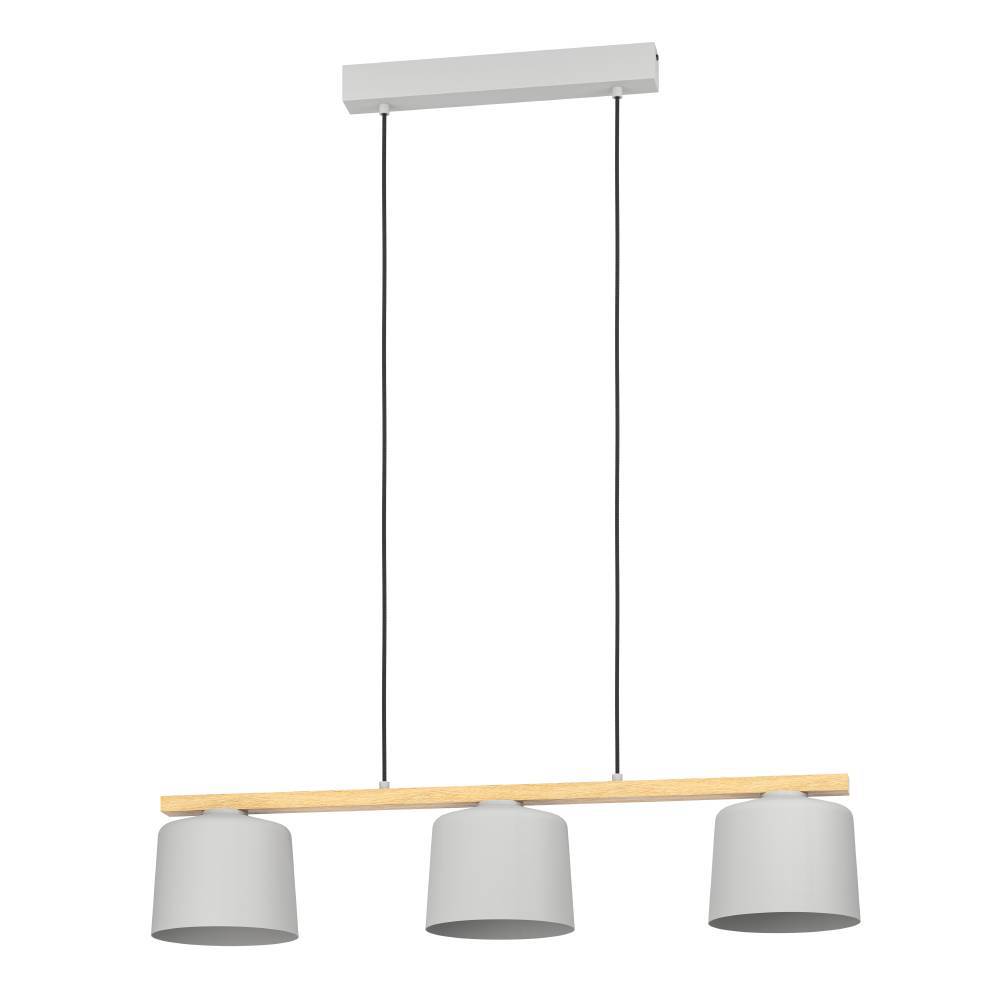 Mariel 90cm Grijs hanglamp Van Eglo - Het minimalistische ontwerp van hout en metaal zorgt ervoor dat het gemakkelijk te integreren is in zowel Scandinavische als moderne interieurs, terwijl het een vleugje natuur toevoegt.