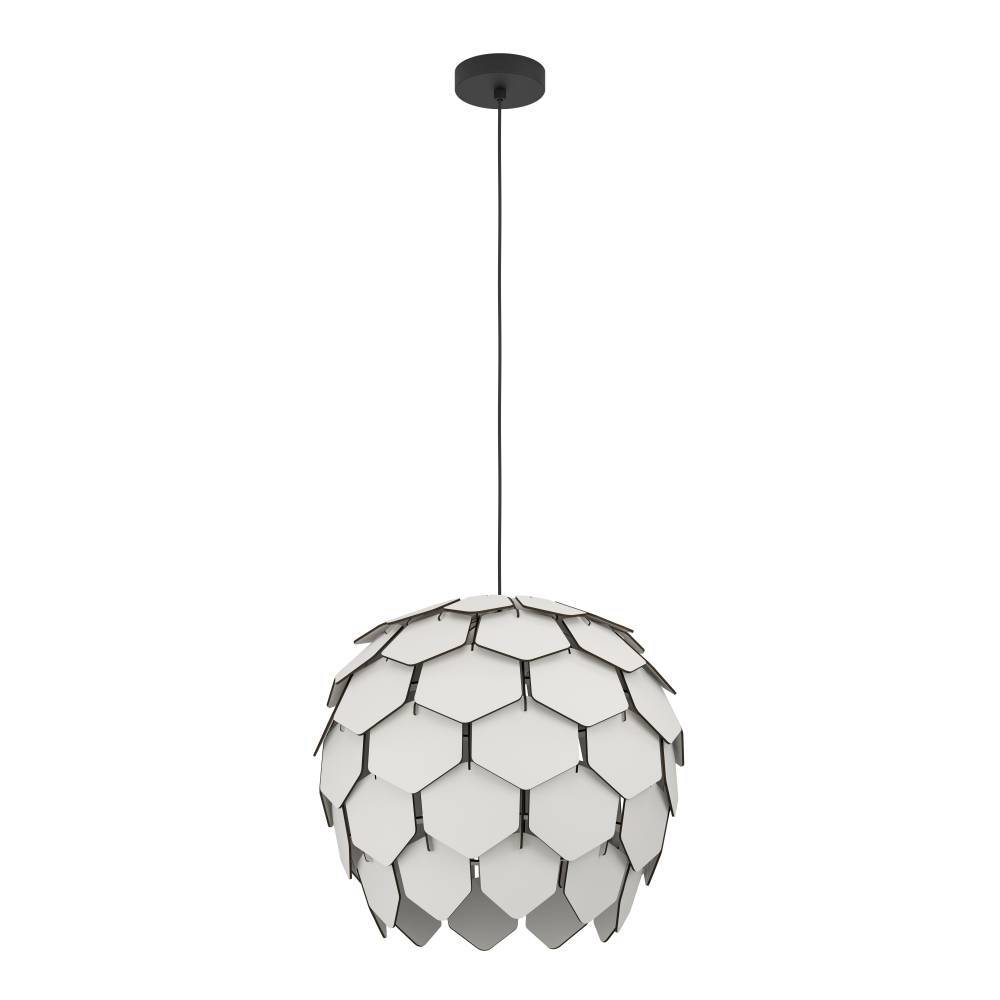 Mattanza Ø50 Grijs hanglamp Van Eglo - De bolvormige vorm en de overlappende platen creëren een speels schaduwspel wanneer de lamp brandt, waardoor er diepte en dimensie aan de kamer wordt toegevoegd.