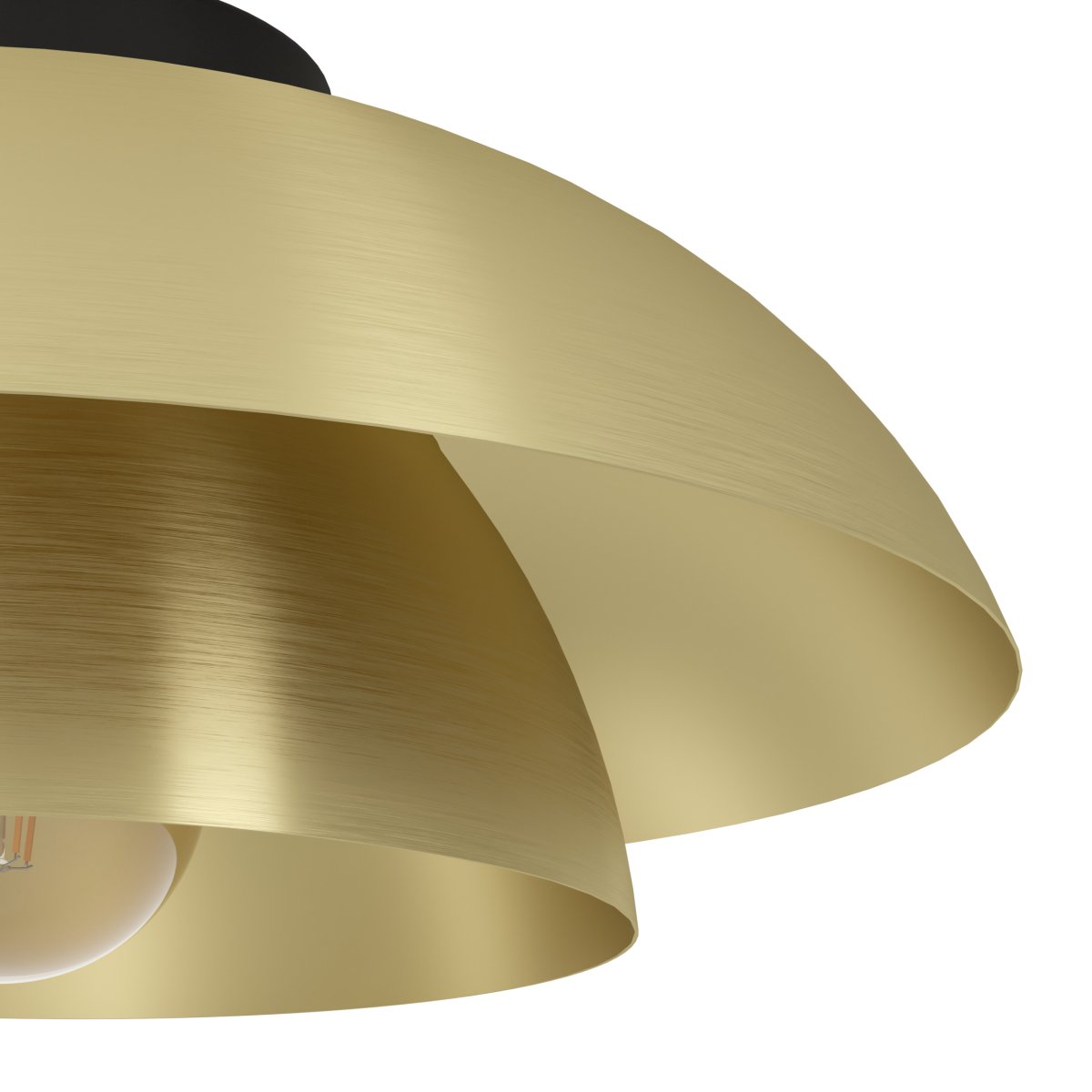 Cenciara Ø40 Messing plafondlamp Van Eglo - Gemaakt van metaal met twee stijlvolle kappen in een messing afwerking, cre&euml;ert hij een warm en aangenaam licht met een decoratief effect.
