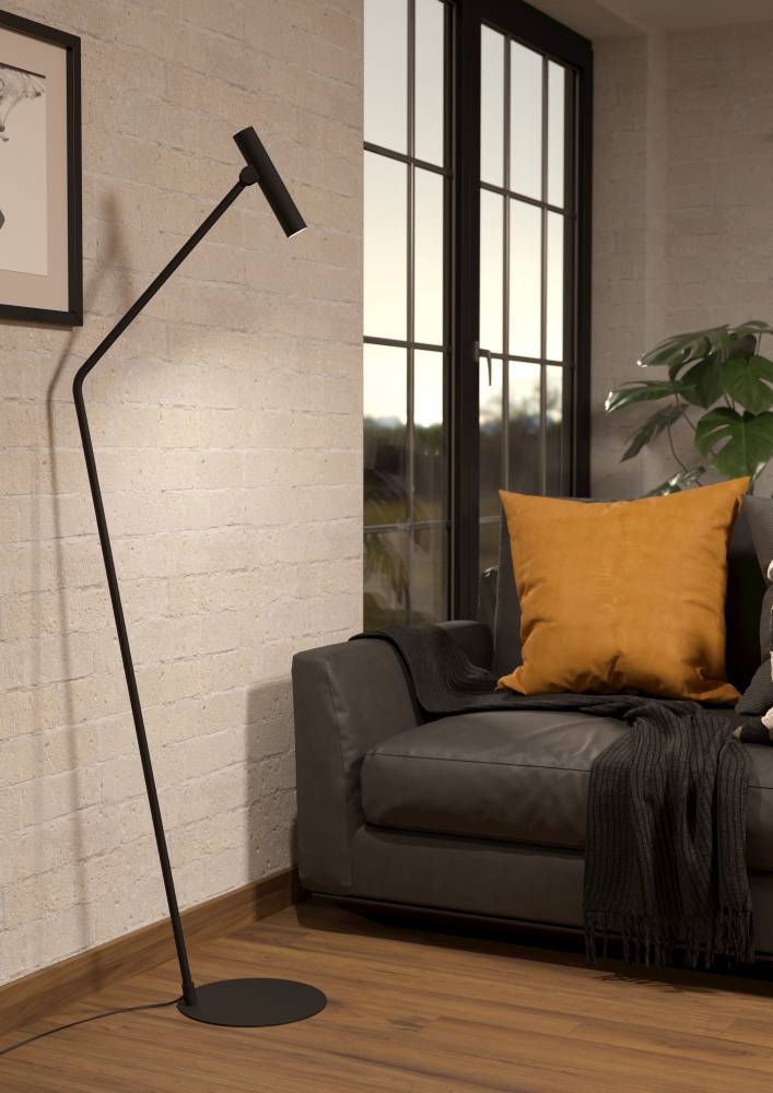 Almudaina Zwart vloerlamp Van Eglo - Dankzij het minimalistische design past de lamp in elk interieur en zorgt hij voor effectief en aangenaam licht.
