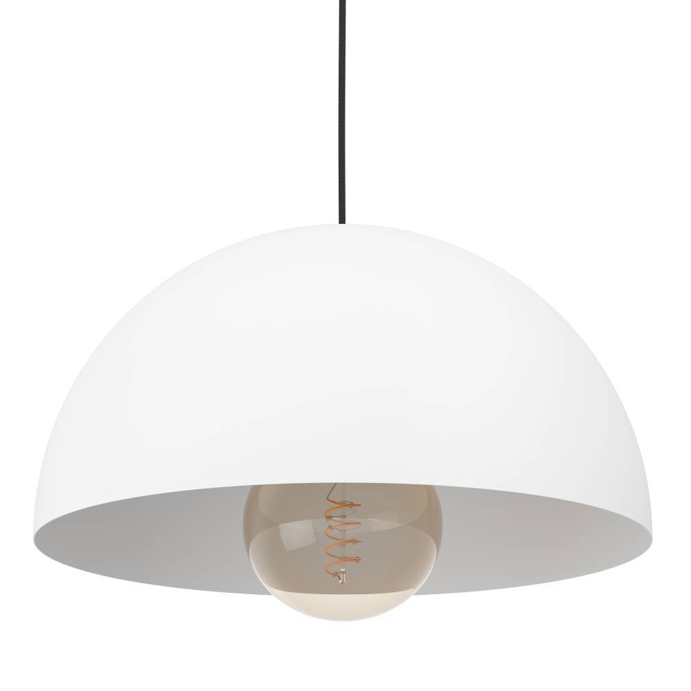Gaetano Ø38 Wit hanglamp Van Eglo - Deze hanglamp heeft een stijlvolle, halfronde kap met een witte afwerking die een moderne en strakke uitstraling geeft.