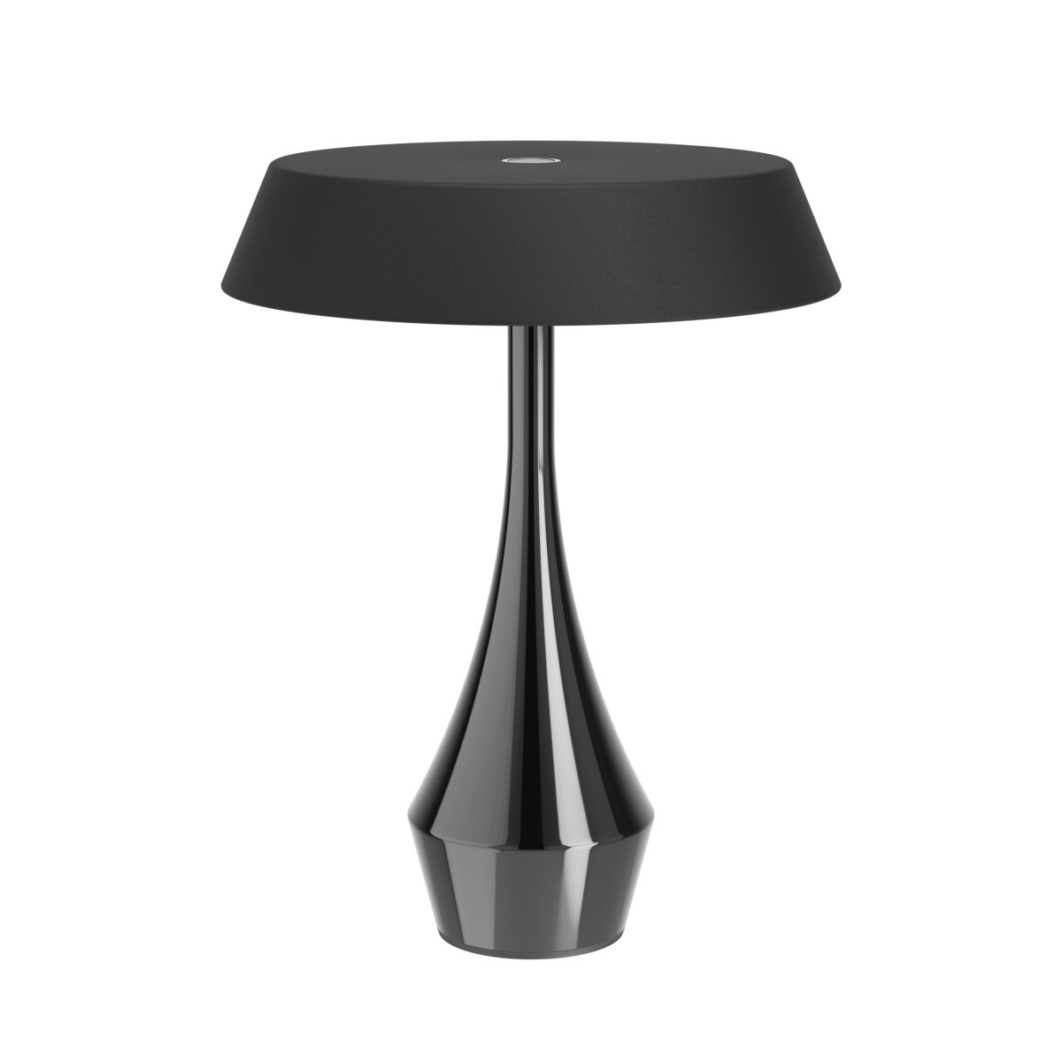 Turcio 20cm Zwart Draagbare Van Eglo - Turcio is een draagbare metalen lamp met een glanzend zwarte voet en een zwarte, gestructureerde kap.