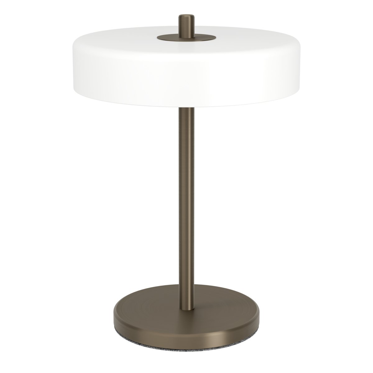 Salve 33cm Bronzen tafellamp Van Eglo - De Salve tafellamp heeft een metalen voet met een bronzen afwerking en een ronde kap van opaalglas, wat de lamp een zachte en aangename uitstraling geeft.