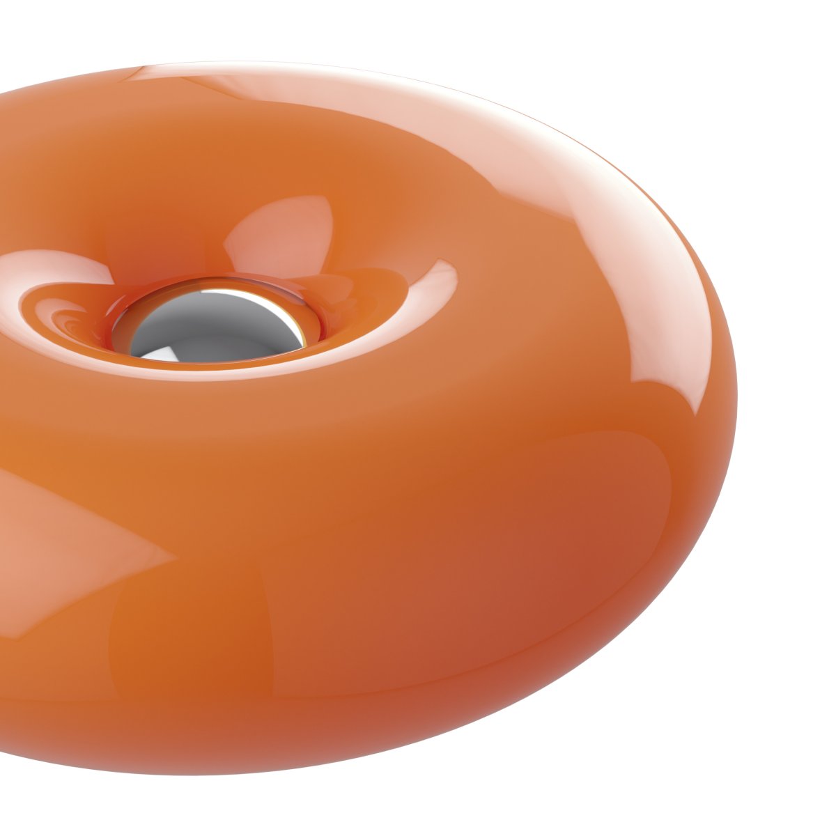 Basile 10cm Oranje tafellamp Van Eglo - De zilveren knop in het midden fungeert als aanraakschakelaar om de lamp aan en uit te zetten.