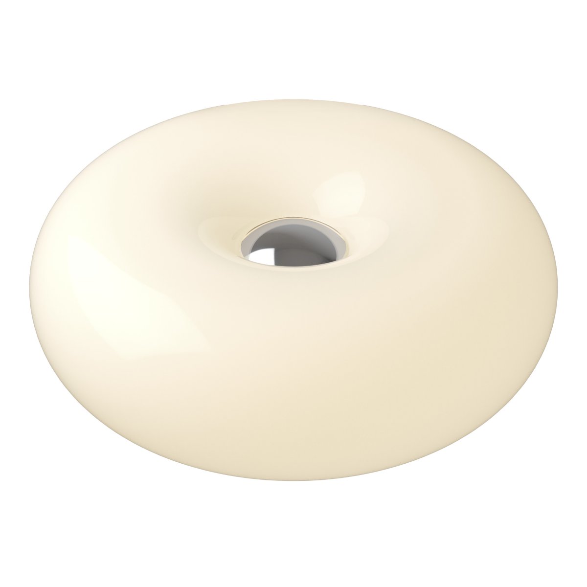 Basile 10cm Wit tafellamp Van Eglo - Basile is een decoratieve lamp van wit glas met zilveren details en een ronde, zachte vorm.
