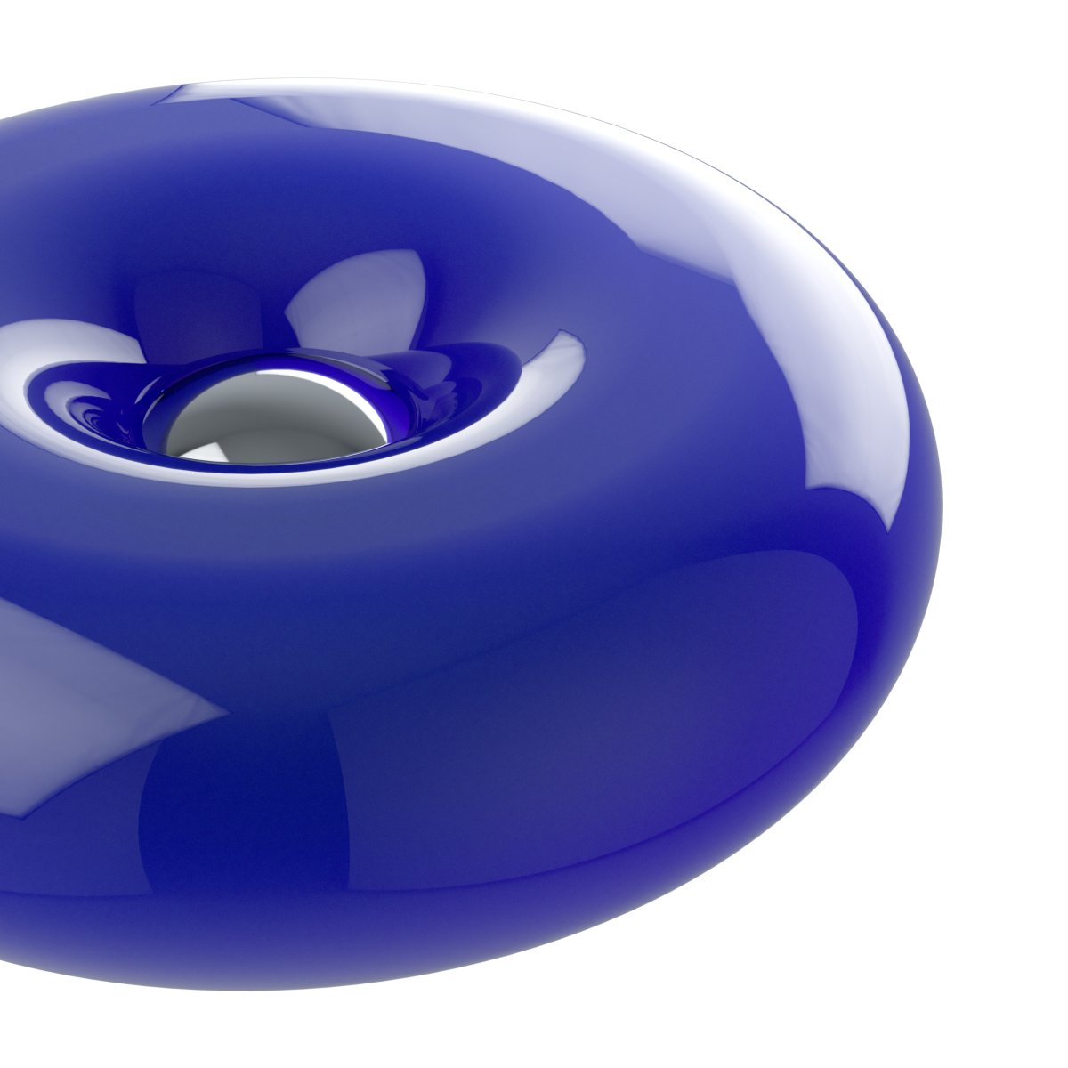 Basile 10cm Blauw tafellamp Van Eglo - De zilveren knop in het midden fungeert als aanraakschakelaar om de lamp aan en uit te zetten.