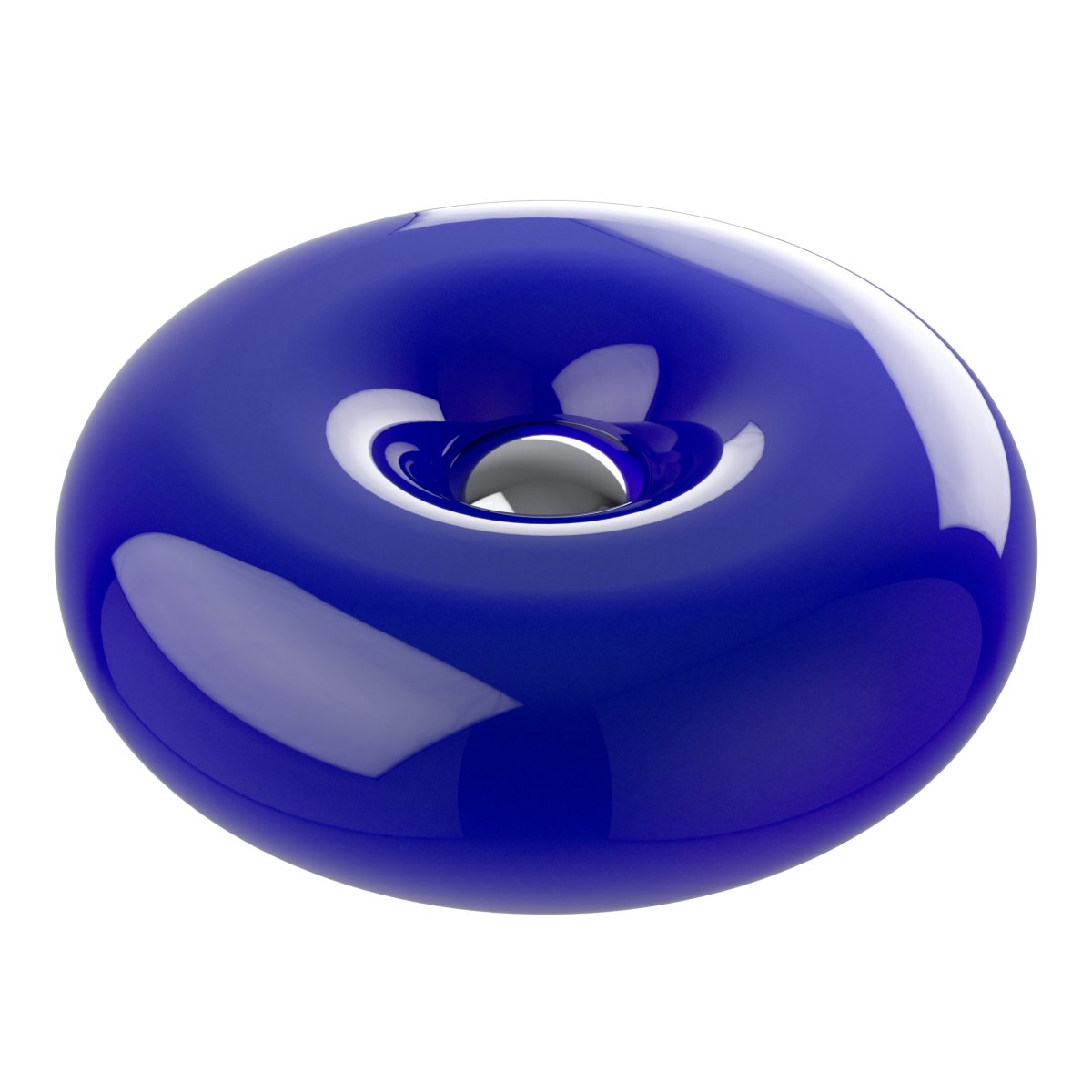 Basile 10cm Blauw tafellamp Van Eglo - De zilveren knop in het midden fungeert als aanraakschakelaar om de lamp aan en uit te zetten.