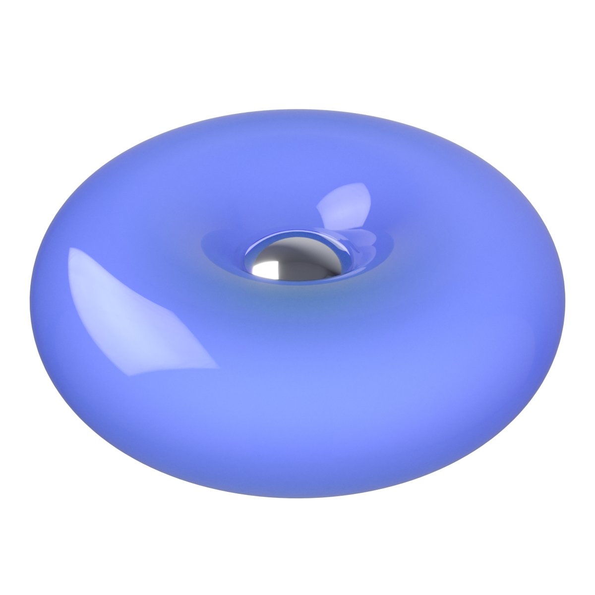 Basile 10cm Blauw tafellamp Van Eglo - De zilveren knop in het midden fungeert als aanraakschakelaar om de lamp aan en uit te zetten.