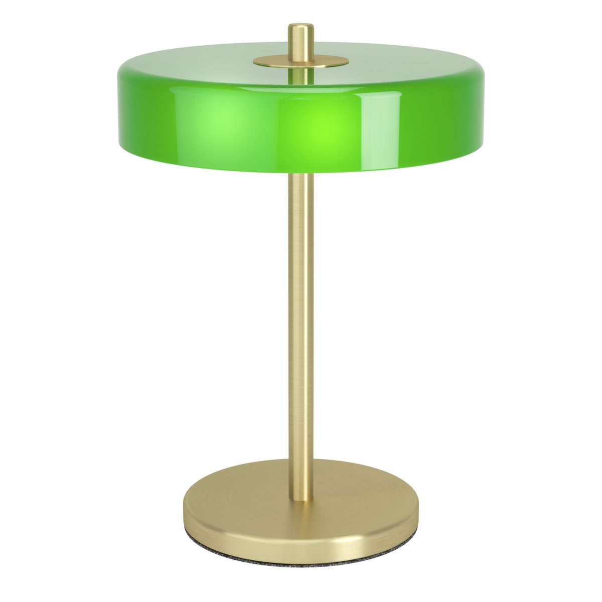 Salve 33cm Messing tafellamp Van Eglo - De Salve tafellamp heeft een metalen voet met een messing afwerking en een ronde groene glazen kap die de lamp een zachte en aangename uitstraling geeft.