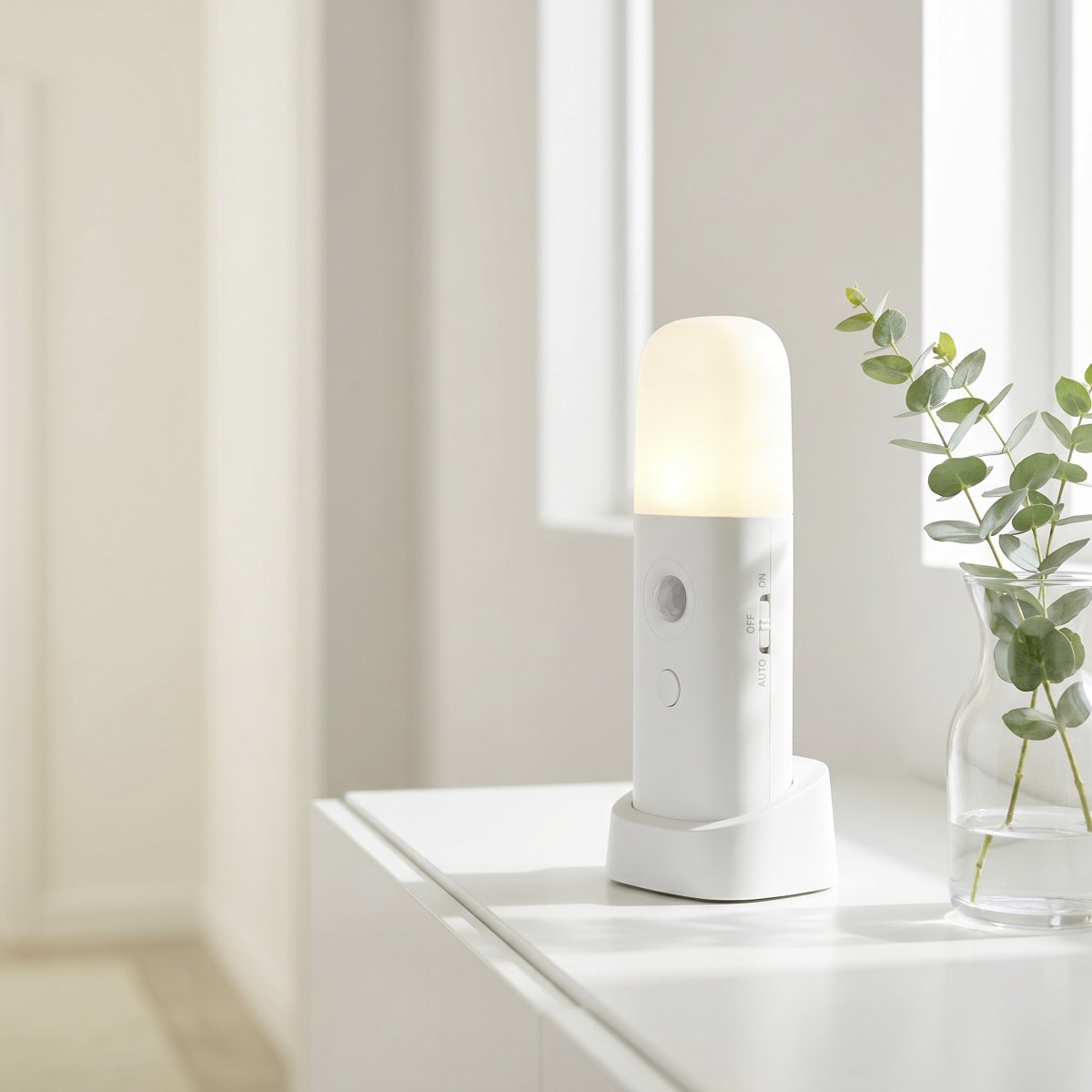 Merta Wit Draagbare Van Eglo - De lamp wordt geleverd met een station waarop hij gemakkelijk kan worden geplaatst, bijvoorbeeld op een nachtkastje, een plank of een bureau.