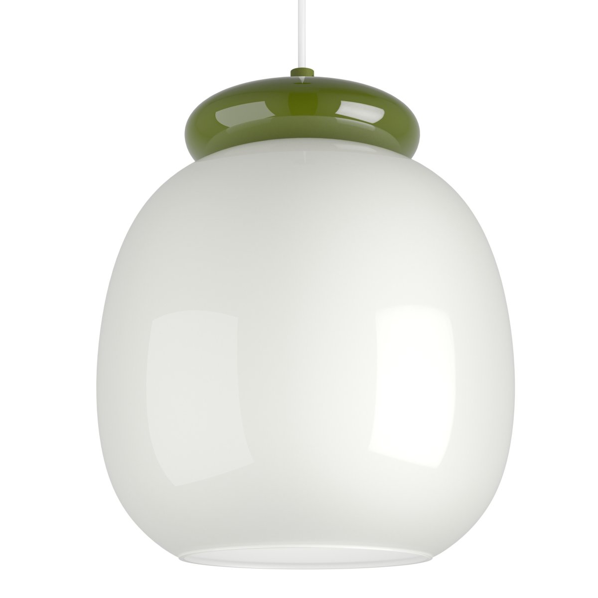 Berardelli Ø23 Wit hanglamp Van Eglo - De groene kap en het detail boven de glazen kap geven de lamp een speelse uitstraling en zorgen voor een mooi kleuraccent in de kamer.