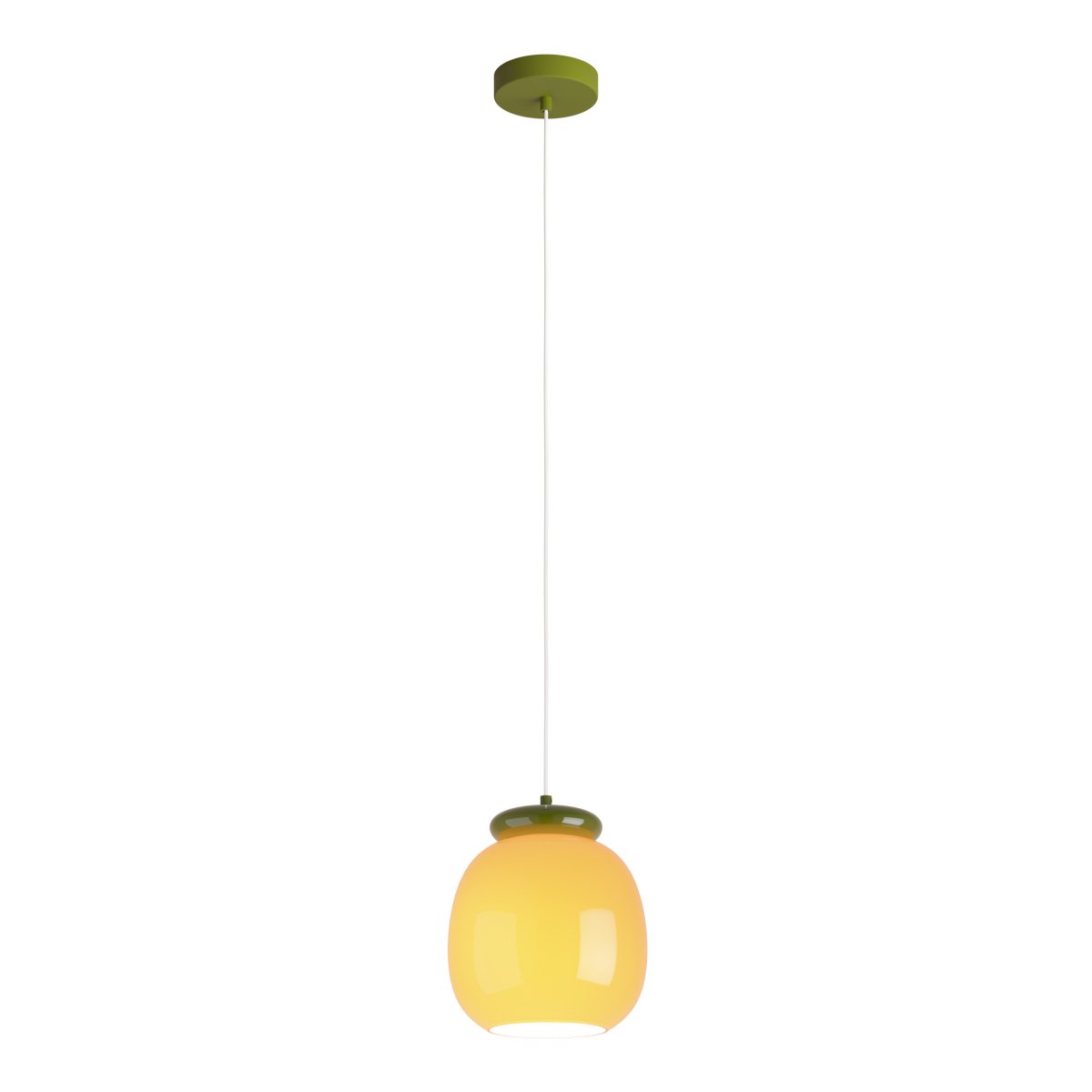 Berardelli Ø23 Oranje hanglamp Van Eglo - De groene kap en het detail boven de glazen kap geven de lamp een speelse uitstraling en zorgen voor een mooi kleuraccent in de kamer.