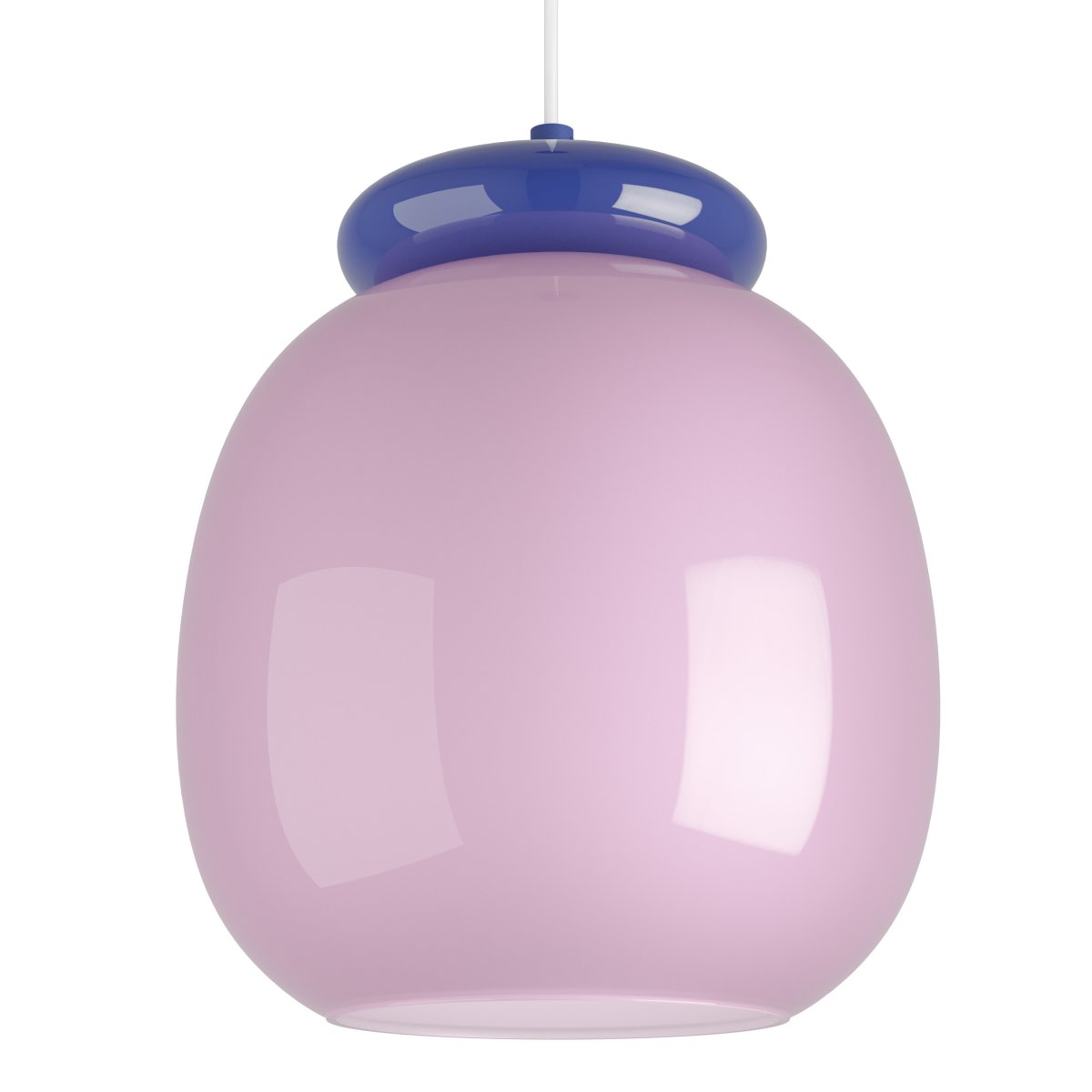 Berardelli Ø23 Roze hanglamp Van Eglo - De blauwe kap en het detail boven de glazen kap geven de lamp een speelse uitstraling en zorgen voor een mooi kleuraccent in de kamer.