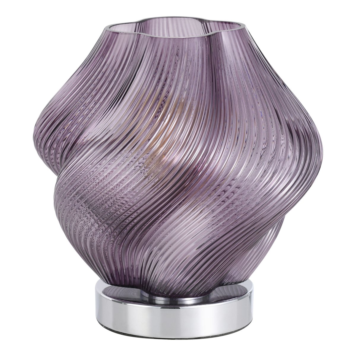 Vicenne 23cm Paars tafellamp Van Eglo - Vicenne is een decoratieve tafellamp van paars glas met een glanzende, chroomkleurige voet.