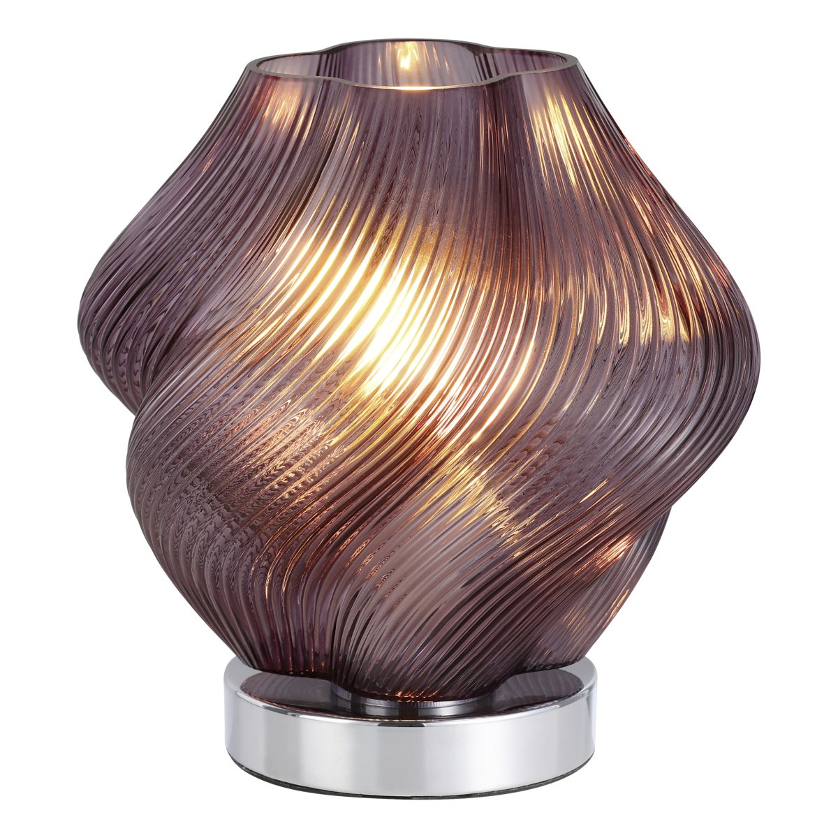 Vicenne 23cm Paars tafellamp Van Eglo - Vicenne is een decoratieve tafellamp van paars glas met een glanzende, chroomkleurige voet.