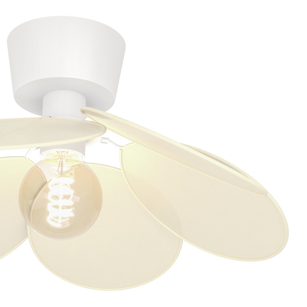 Binacua Ø45 Beige plafondlamp Van Eglo - Het textiel geeft de lamp een zachte en gezellige uitstraling, terwijl de bloemvorm een speels element in de ruimte vormt.