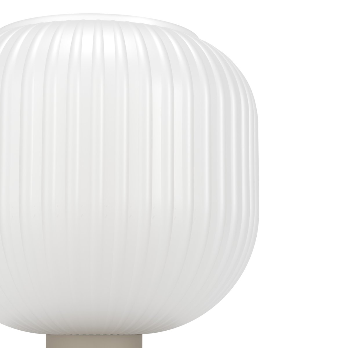 Dasmina 22cm Wit/zand tafellamp Van Eglo - Dasmina heeft een ronde kap van wit, geribbeld glas, gecombineerd met een voet van zandkleurig metaal.