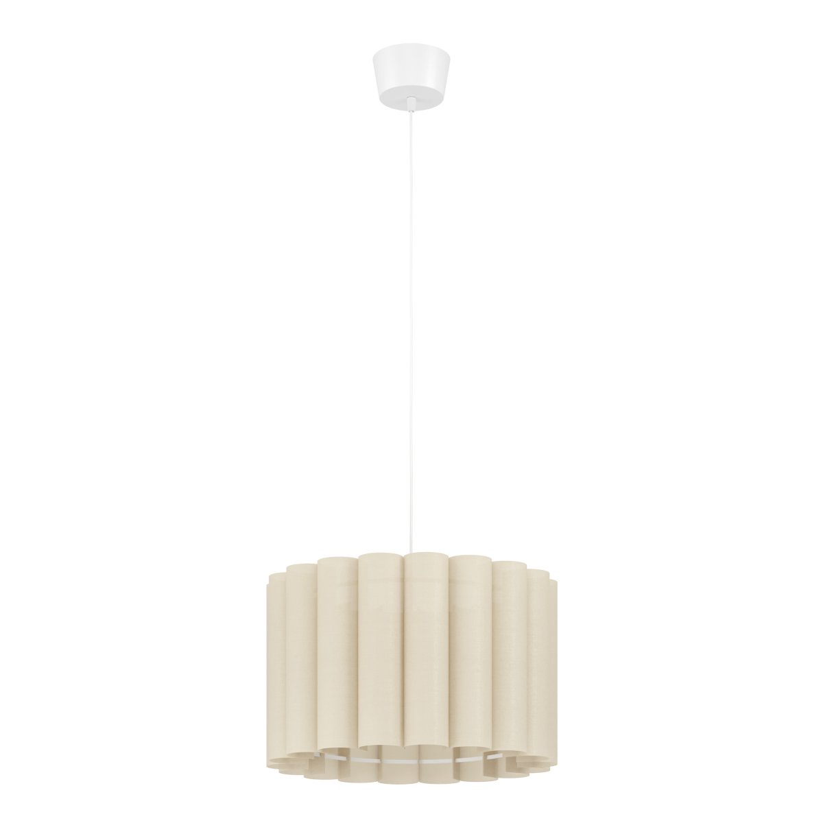 Collegrilli Ø45 Beige hanglamp Van Eglo - Collegrilli is een decoratieve plafondlamp met een beige textielen kap die de natuurlijke structuur van linnen nabootst.