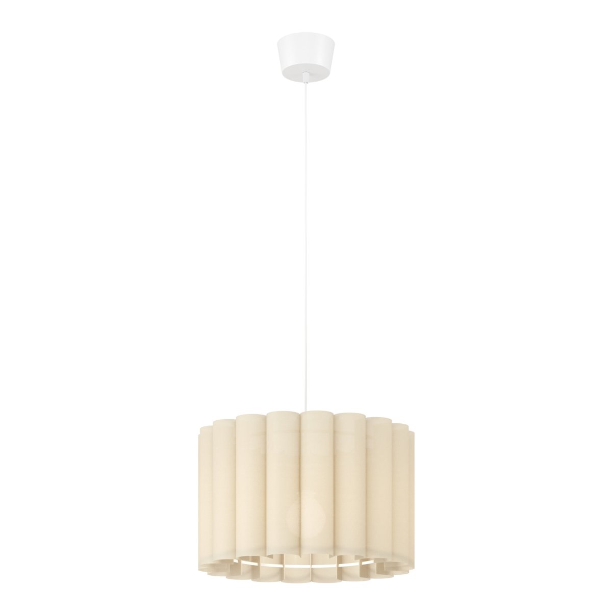 Collegrilli Ø45 Beige hanglamp Van Eglo - Collegrilli is een decoratieve plafondlamp met een beige textielen kap die de natuurlijke structuur van linnen nabootst.