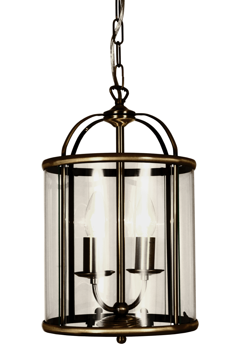 Budgie Ø24 Antiquiteit hanglamp Van Aneta Lighting - Budgie plafondlamp in antiekkleurig metaal en helder, licht gebogen glas.