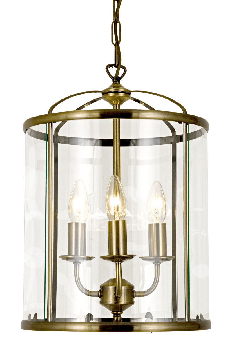 Budgie Ø28 Antiquiteit hanglamp Van Aneta Lighting - Budgie plafondlamp in antiekkleurig metaal en helder, licht gebogen glas.