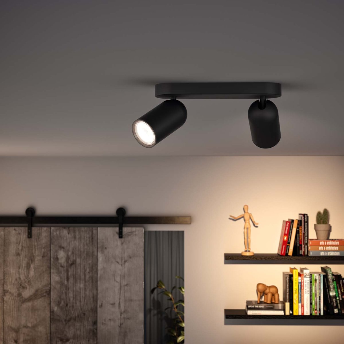 Pongee 2 Zwart spot Van Philips - Hij maakt deel uit van de myLiving Contemporary serie, waar elegante vormen samenkomen met hoogwaardige verlichting, aangepast aan de hedendaagse woning.