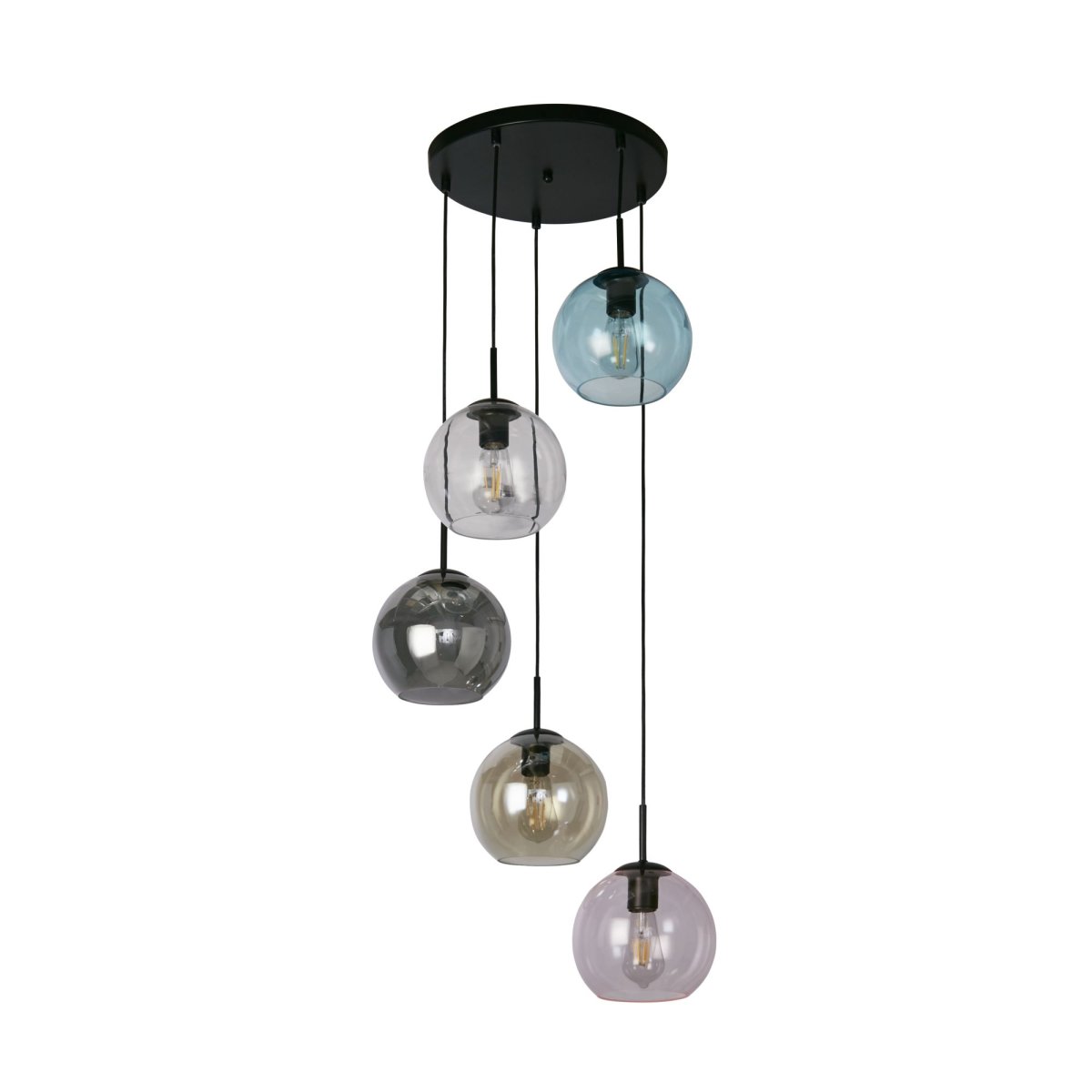Mardi Gras Ø50 Veelkleurig hanglamp Van Searchlight - De lamp is gemaakt van duurzaam staal en glas met een glanzende afwerking die het licht reflecteert en extra glans geeft.
