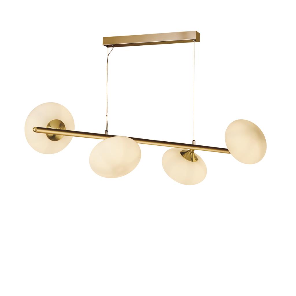 Pebble 76cm Goud hanglamp Van Searchlight - De zachte vormen en het glas verspreiden een aangenaam licht in alle richtingen, waardoor Pebble de perfecte keuze is voor zowel woonkamers als eetkamers.
